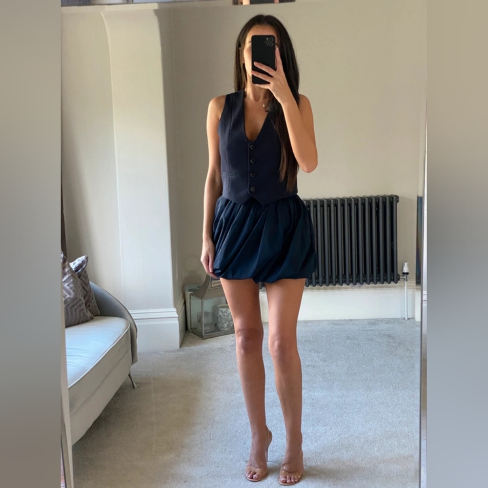 Zara navy puff ball balloon mini skirt